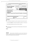 Edexcel GCE In Chemistry (9CH0) Paper 1,2, 3 QP &MS 2021: General and Practical Principles in Chemistry