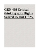 GEN 499 Critical thinking quiz Highly Scored 25 Out Of 25