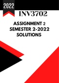 INV3702 assignment 2 (Solutions) For 2022 | Sem 1 -  detailed answers provided. 