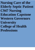 Nursing Care of the Elderly Septic Patient C947 Nursing Education Capstone Western Governors University College of Health Professions