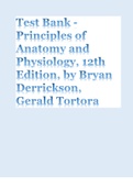 Test Bank For Principals Of Human Anatomy And Physiology 12th Edition By Bryan Derrickson Gerald Tortora|All Chapters|A|Exam elaboration|
