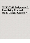 NURS 5366 Assignment 2: Identifying Research Study Designs Graded A+