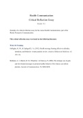 Health Communication Critical Reflection Essay (Grade: 8.1)