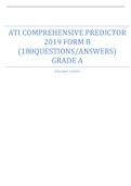 ATI COMPREHENSIVE PREDICTOR 2019 FORM B (180 Questions/Answers) Grade A