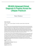 Week 5 Predictor - NR603 / NR-603 / NR 603 (Latest) : Advanced Clinical Diagnosis and Practice Across the Lifespan Practicum - Chamberlain