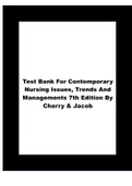 TEST BANK FOR CONTEMPORARY NURSING ISSUES, TRENDS AND MANAGEMENTS 7TH EDITION BY CHERRY & JACOB.|All Chapters |Á+ Exam Guide|