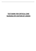 TEST BANK FOR CRITICAL CARE NURSING 8TH EDITION BY URDEN|A+ Exam Guide |All Chapters|