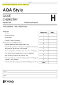 AQA / AQA GCSE CHEMISTRY 2021 Higher Tier Paper 2 QUESTION PAPER