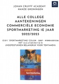 Alle collegeaantekeningen 1e jaar sportmarketing 2022/2023 - Johan Cruyff Hanze - Commerciële Economie - o.b.v.  Sportmarketing' Colijn & Kok