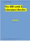 Nrs 490 week 6 Literature Review