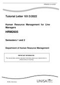 HRM2605 - Human Resource Management For Line Managers Assignment  Summary Semesters 1 and 2  1/3/2022. 