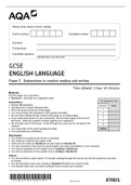 AQA GCSE ENGLISH LANGUAGE Paper 1 Explorations in Creative reading and writting june 2021