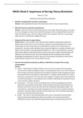 NR501 Week 4: Importance of Nursing Theory Worksheet(Solution)