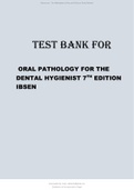 Oral Pathology for the Dental Hygienist 7th Edition Ibsen Test Bank. 