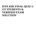 ISYE 6501 FINAL QUIZ 1: GT STUDENTS & VERIFIED EXAM SOLUTION