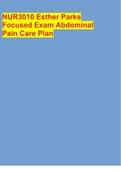NUR3010 Esther Parks Focused Exam Abdominal Pain Care Plan