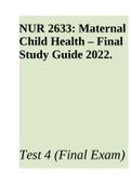 NUR 2633: Maternal Child Health – Final Study Guide 2022.