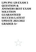 LPN PN1 129 EXAM 3 QUESTION & ANSWERS BEST EXAM SOLUTION GUARANTEED SUCCESS LATEST UPDATE 2021/2022 GRADED A+