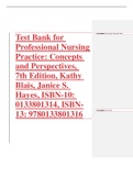 Test Bank for Professional Nursing Practice: Concepts and Perspectives, 7th Edition, Kathy Blais, Janice S. Hayes, ISBN-10: 0133801314, ISBN-13: 9780133801316