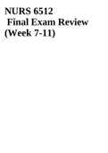 NURS 6512 Final Exam Review (Week 7-11) 2022