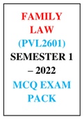 PVL 2601 FAMILY LAW LATEST EXAM PACK FOR 2022