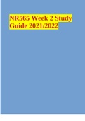 NR565 Week 2 Study Guide 2021/2022