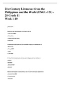 21st Century Literature from the Philippines and the World (ENGL-121) - 2S Grade 11