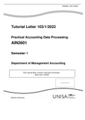 AIN2601 - Practical Accounting Data Processing Semester 1 2022.