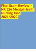 Final Exam Review - NR 326 Mental Health Nursing June 2021/2022