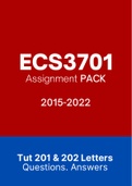 ECS3701 - Assignment Tut201 feedback (Questions & Answers) (2016-2022)