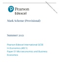 Pearson Edexcel Mark Scheme (Provisional) Summer 2021 Pearson Edexcel International GCSE In Economics (4EC1) Paper 01 Microeconomics and Business Economics