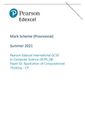Pearson Edexcel Mark Scheme (Provisional) Summer 2021 Pearson Edexcel International GCSE in Computer Science (4CP0_2B) Paper 02: Application of Computational Thinking - C#