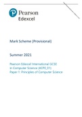 Pearson Edexcel Mark Scheme (Provisional) Summer 2021 Pearson Edexcel International GCSE in Computer Science (4CP0_01) Paper 1: Principles of Computer Science