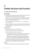 Lecture notes HUB2019F - Cellular structure and Function
