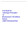 Test Bank for Lehninger Principles of Biochemistry 7th Edition Nelson
