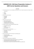 NURSING 201: CAN Exam Preparation (volume 1) 100% Correct Questions and Answers