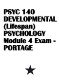 PSYC 140 DEVELOPMENTAL (Lifespan) PSYCHOLOGY Module 4 Exam - PORTAGE