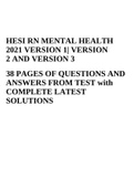 HESI RN MENTAL HEALTH 2021 VERSION 1, VERSION 2 AND VERSION 3 