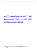 Exam (elaborations) AAPC Medical Coding (CPC) Fin 2017 (Test #1 -with 100% verified answers-2022