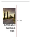 NCLEX EXAM 3 QUESTIONS PART 1 COMPLETE WITH ANSWERS PERSONAL ASSESSMENT SET JUNE 2022