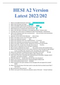 HESI A2 Anatomy & Physiology; Biology; Chemistry; Grammar  Latest 2022/2023