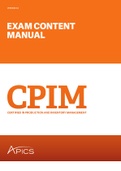 APICS Certified in Production and Inventory Management Exam Content Manual  Version 6.0