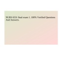 NURS 6531 final exam 1. 100% Verified Questions And Answers.