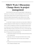 NR 631/ NR631 Week 3 Discussion: Change theory in project management