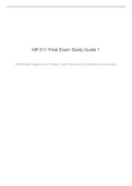 NR511 / NR 511 Differential Diagnosis And Primary Care Practicum Final Exam Study Guide