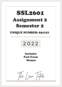 SSL2601 Assignment 2 | SOLUTIONS | Semester 2 (2022) | Code: 852757 - With Past Paper Answers!