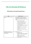 Exam 2 Focused Concept Review - NR222 / NR 222 (Latest 2022 / 2023) : Health & Wellness - Chamberlain