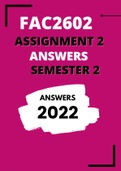 FAC2602 Assignment 2 Answers for Semester 2, year 2022 (#173346) 