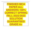 FINISHED MCA PAPER ALL ANSWERS 100% CORRECT SPRING FALL-2022/2023 SOLUTION GUARANTEED GRADE A+
