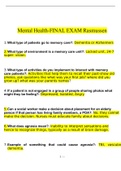 NUR2459 / NUR 2459: Final Exam Latest 2023 - 2024 Mental & Behavioral Health Nursing - Rasmussen